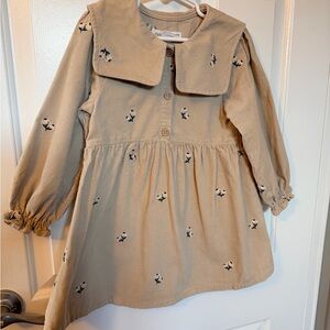 Zara Tan Kids Dress with Floral Details